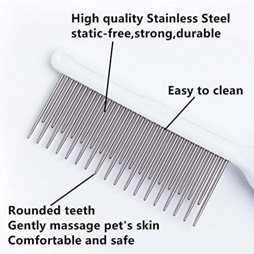 Pet Comb, Long & Short Stainless Steel Teeth Grooming Comb - Image 4