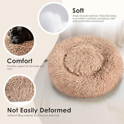 28in Large Dog Bed, Calming Donut Bed - Image 4
