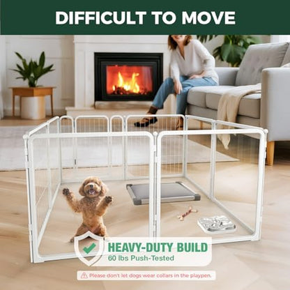FXW AuraSpace Pro Acrylic & Wire Mesh Indoor Dog Playpen, 8 Panels - Image 2