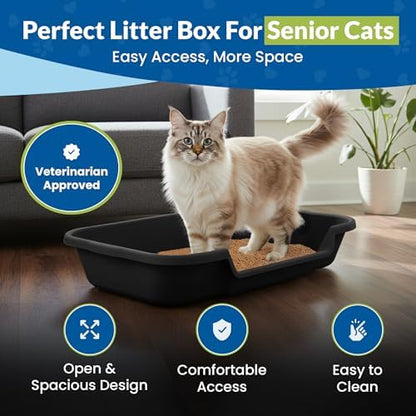 KittyGoHere Senior Cat Litter Box, Large Litter Pan, 2 Pack - Image 2
