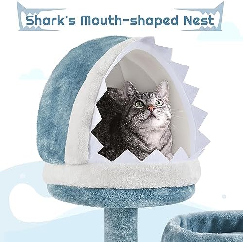 Yaheetech Blue Cute Shark Cat Tree - Image 4