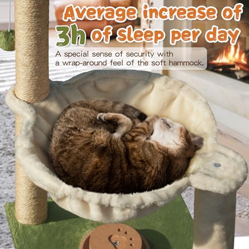 Fantasreen Cat Tree 28'' with Hammock & Interactive Toy - Image 2