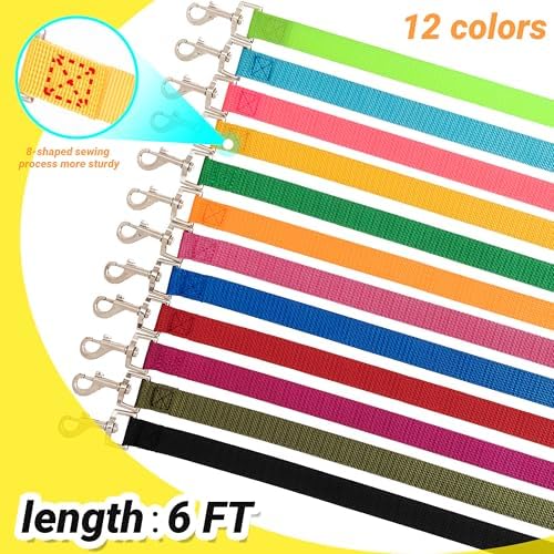 12 Pack Bulk Dog Leashes, 4FT Pet Lead Leash - Image 2