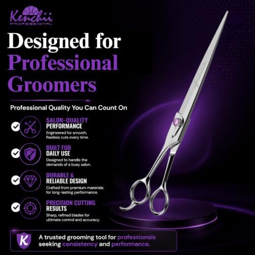 Kenchii Scorpion Dog Grooming Scissors 9in Straight, Micro-Serrated - Image 5
