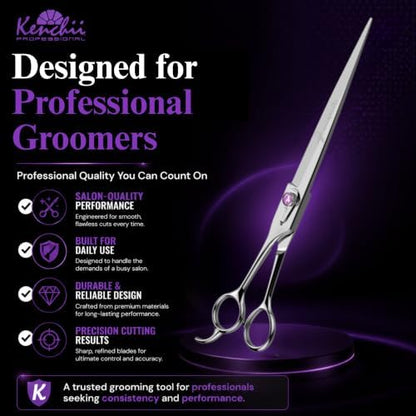 Kenchii Scorpion Dog Grooming Scissors 9in Straight, Micro-Serrated - Image 5