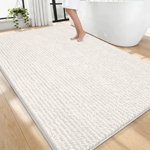 OLANLY Thick Chenille Large Bathroom Rugs 70x46, Absorbent Bath Mat by OLANLY
