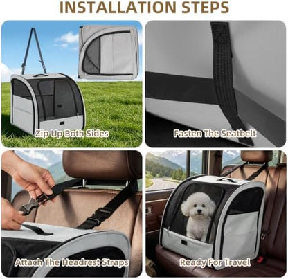 Dog Car Seat for Small Medium Dogs & Cats, Soft-Sided - Image 4