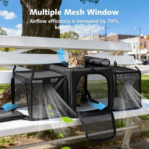 Pecute Cat Carrier Expandable, Stable Pet Carrier, Dark Gray - Image 5