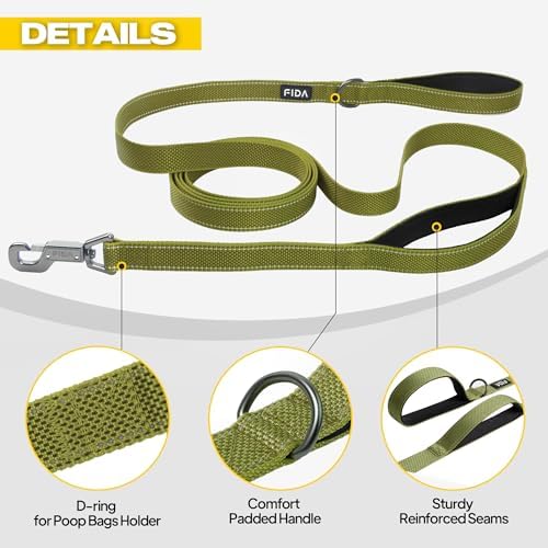 Fida 10 FT Heavy Duty Dog Leash, Dual Padded Handles - Image 6