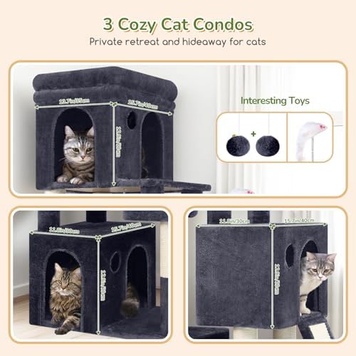 Globlazer Heavy Duty Cat Tree for Indoor Cats Large Adult, Dark Grey - Image 3