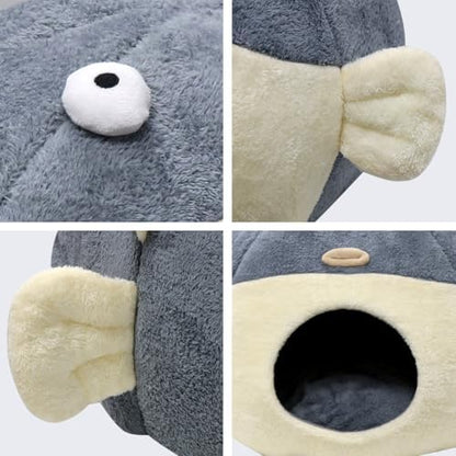 Cat Beds for Indoor Cats-19.7''Cute Pufferfish Larger Cat Cave Bed - Image 5