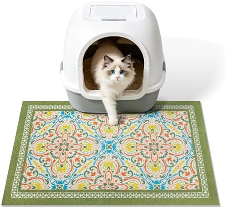 Cat Litter Mat, Waterproof & Non-Slip Backing, Litter Box Catcher, Soft on by Yigerlee