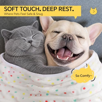 1 Pack 3 Blankets Super Soft Cute Dot Pattern Pet Blanket Flannel Throw - Image 2
