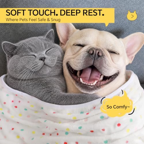 1 Pack 3 Blankets Super Soft Cute Dot Pattern Pet Blanket Flannel Throw - Image 2