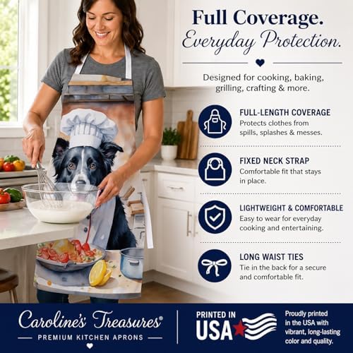 Caroline's Treasures Border Collie The Chef Apron Cooking Kitchen Server Baking - Image 4