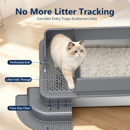 Stainless Steel Cat Litter Box – 2-Pack Extra Large Open Tray, Deep Gray - Image 4