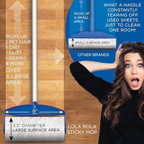 LOLA Rola Sticky Mop Refills, Giant Adhesive Roller, 180 Sheets, Traps Dirt - Image 4