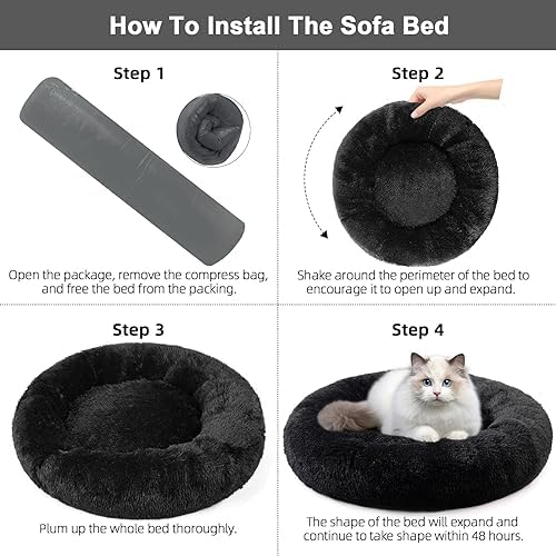 Dog Bed for Small Medium Large Dogs, 20 inch Calming Dogs Bed, Washable-Round - Image 6