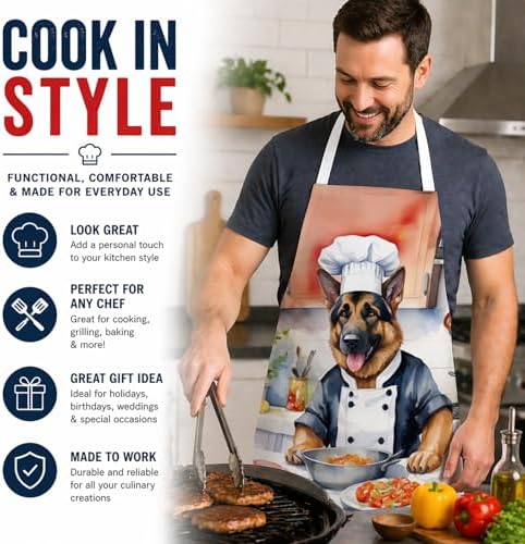Caroline's Treasures German Shepherd The Chef Apron Cooking Kitchen Server - Image 2