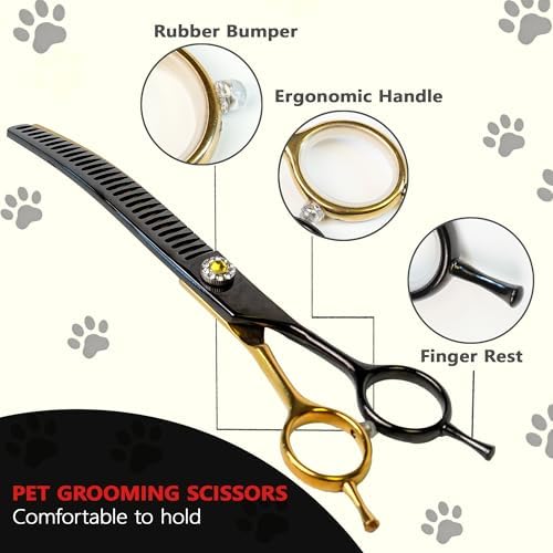 7" Curved Thinner Dog Scissor, Curved Chunker Scissors, 28 Teeth - Image 4
