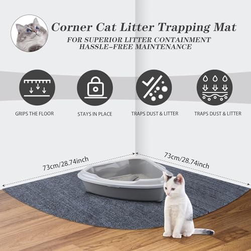 Tinideya 2 Pcs Corner Cat Litter Mat Waterproof Litter Box Mat - Image 2