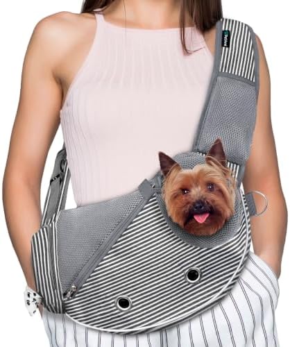 PetAmi Small Dog Sling Carrier, Puppy Cat Hands-Free Purse, 10 lb by PetAmi