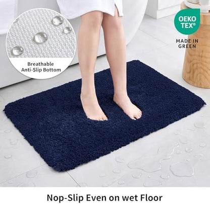 Disolla Navy Blue Bathroom Runner Rug 24x59, Soft Plush Large Bath Mat - Image 3