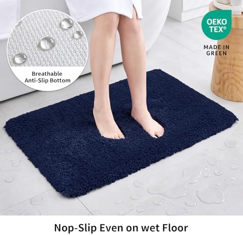 Disolla Navy Blue Bathroom Rugs 20x32, Non-Slip Plush Thick Bath Mat - Image 3