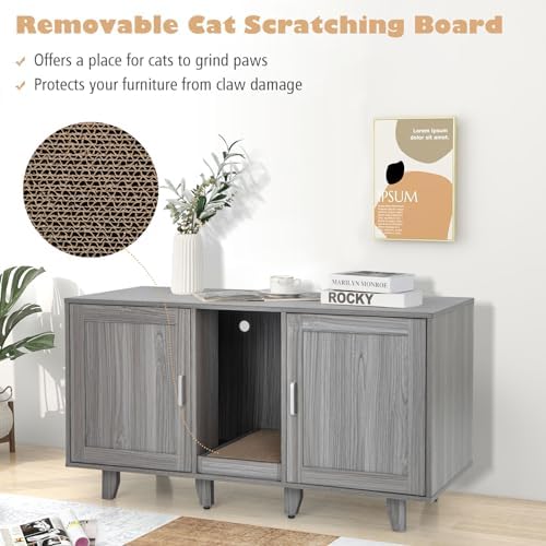 Tangkula Patented Double Cat Litter Box Enclosure - Image 6