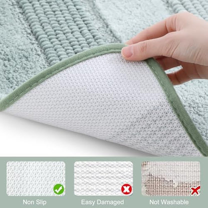 Kmson 3 Pcs Ombre Chenille Bathroom Rugs Set, Non-Slip Ultra Soft Washable - Image 5
