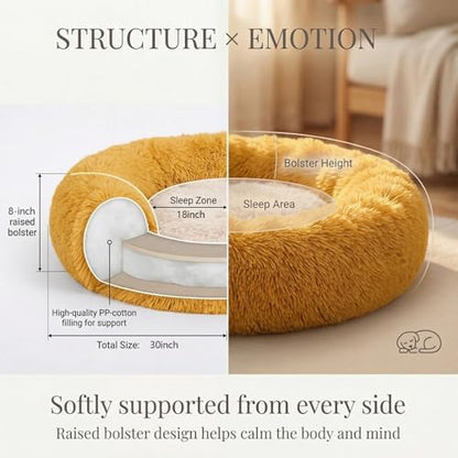 nononfish Soft Plush Dog Bed, Calming Round Pet Bed - Image 4