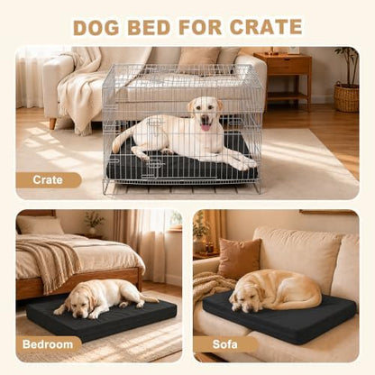 XXL Dog Bed Waterproof Washable, Wipeable Leather Large Crate Pad 48" Black - Image 5