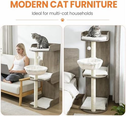 44.8in Modern Wood Cat Tree Tower - Image 2