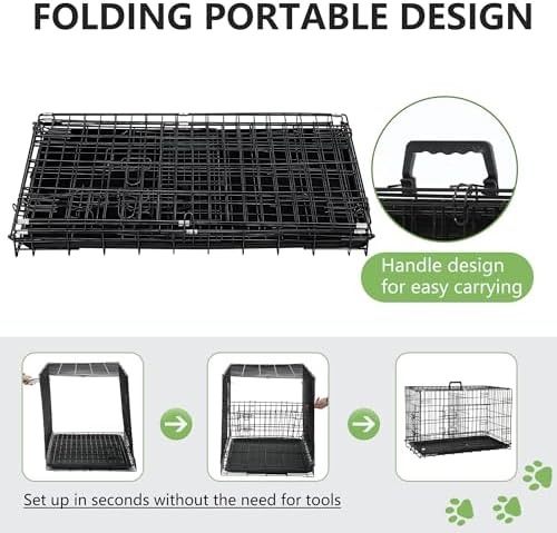 FDW | 36" Foldable Metal Dog Crate | Dark Black | Cage - Image 5