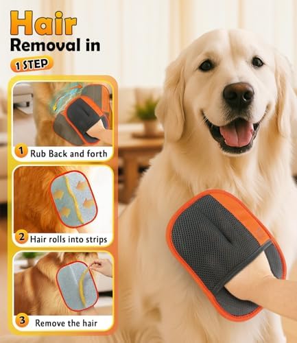 Pet Hair Removal Glove for Furniture & Clothes, Reusable Electrostatic Pet Hair - Image 2