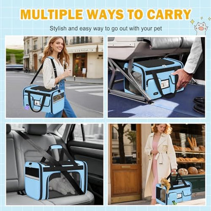 HUANLANG Large Cat Carrier Travel Soft Sided Pet Carrier Airline Approved - Image 7