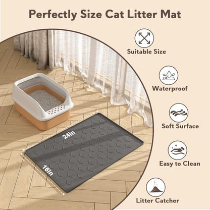 Garoopion Silicone Cat Litter Mat 24×16 inch, Dark Gray - Image 5