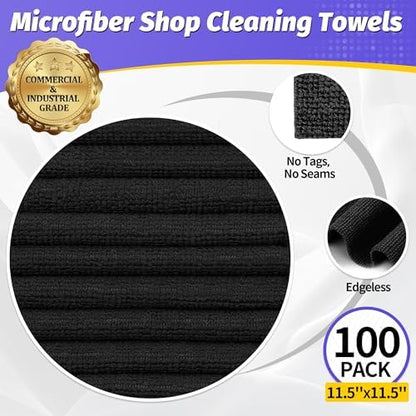 Microfiber Cleaning Cloth, 100 Pack Black Cleaning Rags Microfiber Towel Bulk - Image 2