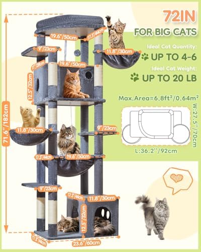 Taoqimiao 72 in Cat Tree, XXL Cat Tower - Image 2