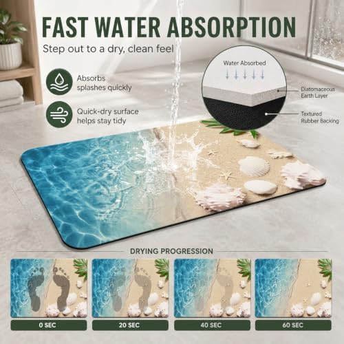 Natural Diatomaceous Earth Bath Mat, Ultra Thin Quick Dry Floor Rug - Image 4