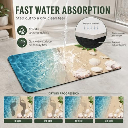 Natural Diatomaceous Earth Bath Mat, Ultra Thin Quick Dry Floor Rug - Image 4