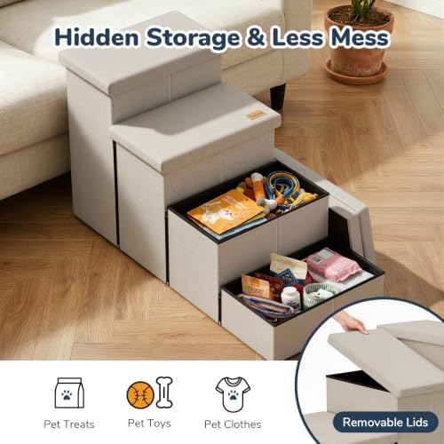 4-Step Wide Dog Stairs with Storage 23" H, Non-Slip Sturdy Pet Steps - Image 6