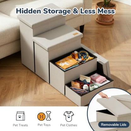 4-Step Wide Dog Stairs with Storage 23" H, Non-Slip Sturdy Pet Steps - Image 6