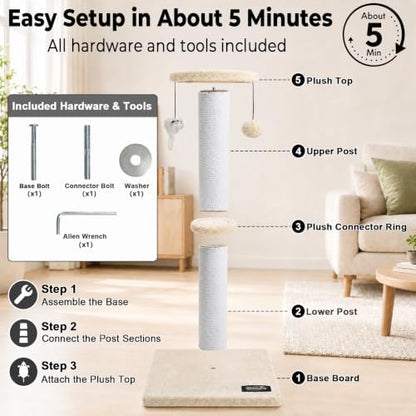 34-Inch Tall Cat Scratching Post - Image 6