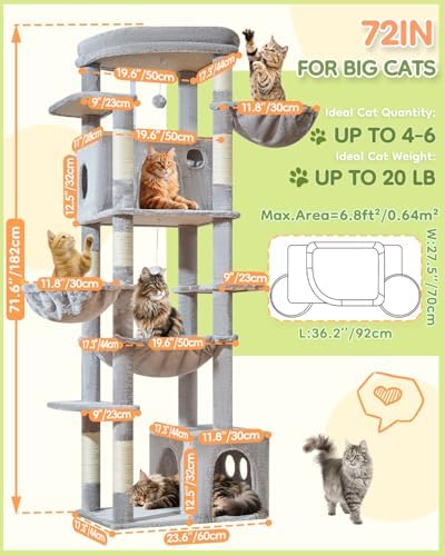 Taoqimiao 72 in Cat Tree, XXL Cat Tower - Image 2