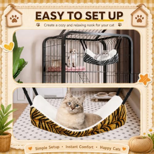 Jetec 2 Pack Cat Hammock for Cage, Tiger Stripes - Image 5