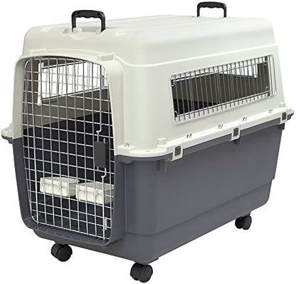SportPet Designs Plastic Kennels Rolling Plastic Wire Door Travel Dog Crate- by SportPetDesigns