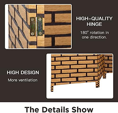 FDW 4-Panel Folding Room Divider | 6ft, Brick | Light & Portable - Image 4