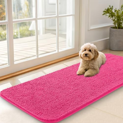 OLANLY Dog Door Mat for Muddy Paws 47x20, Super Absorbent Chenille Mud Mat by OLANLY