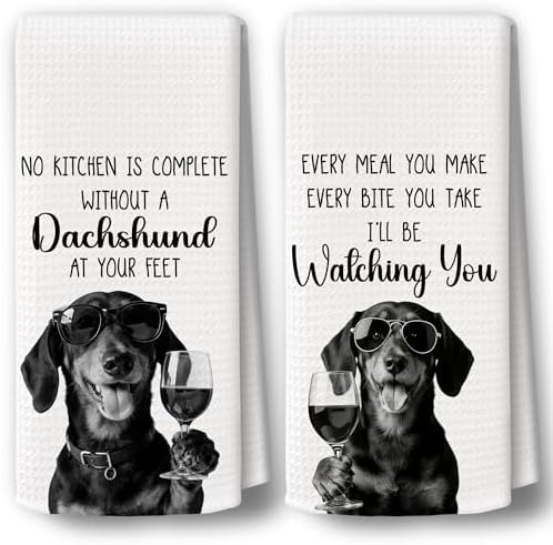 Dog Kitchen Towels Decor Set of 2 by BCUANGD
